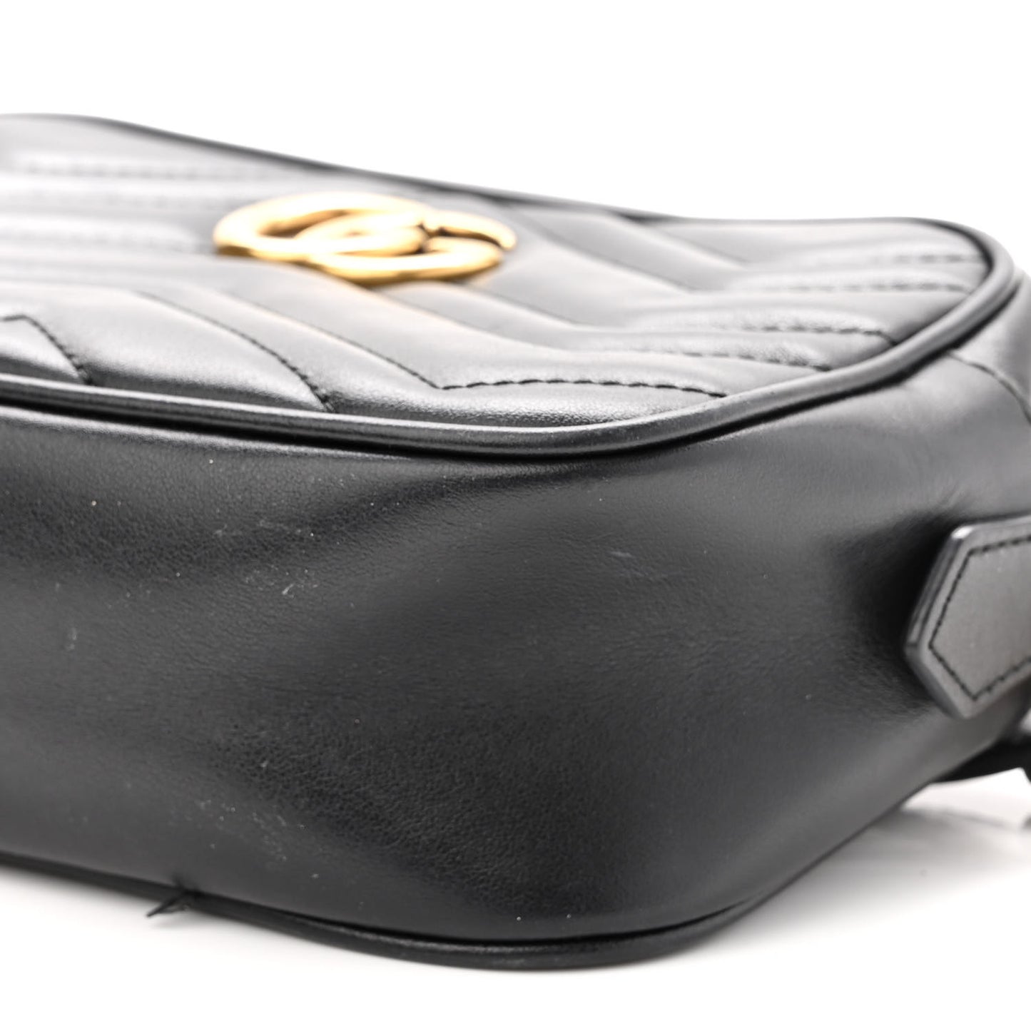 Calfskin Matelasse Mini GG Marmont Chain Shoulder Bag Black