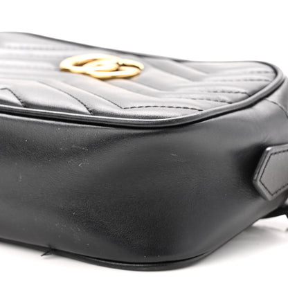 Gucci Calfskin Matelasse Mini GG Marmont Chain Shoulder Bag Black 10 of 12