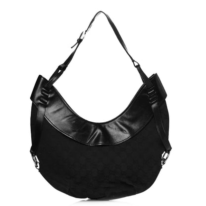 Gucci Denim Monogram Half Moon Hobo Black 1 of 16