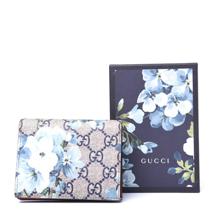 Gucci GG Supreme Monogram Blooms Card Case Beige Blue Navy Hibiscus Red 10 of 10