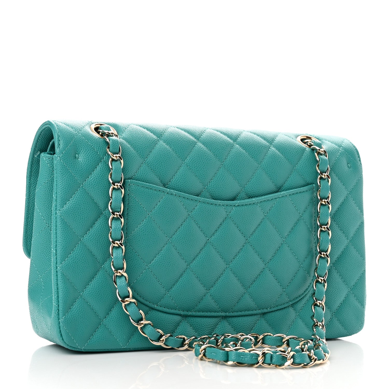 Chanel Caviar Quilted Medium Double Flap Turquoise 3 of 11