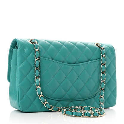 Chanel Caviar Quilted Medium Double Flap Turquoise 3 of 11