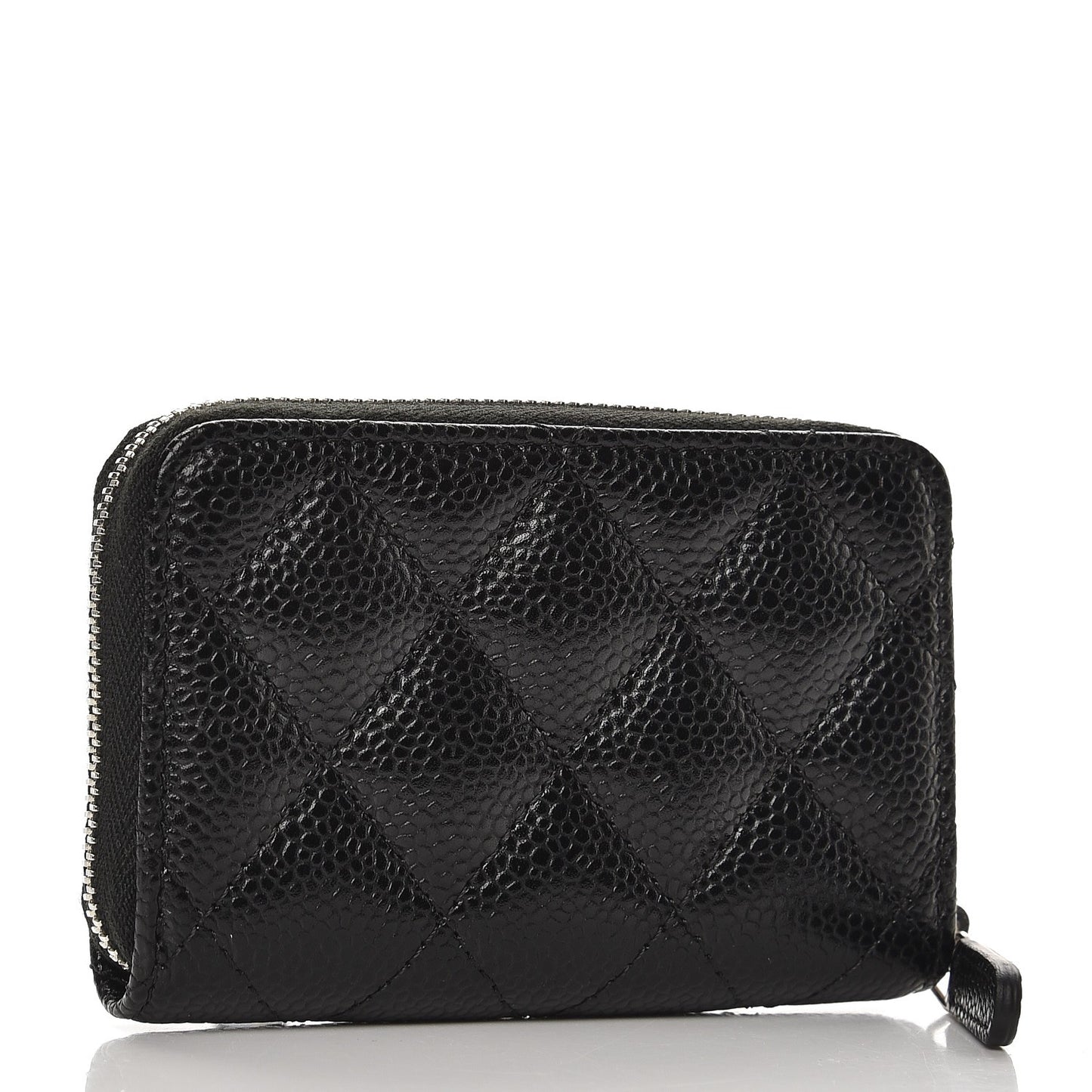 Caviar Quilted Zip Coin Purse Black