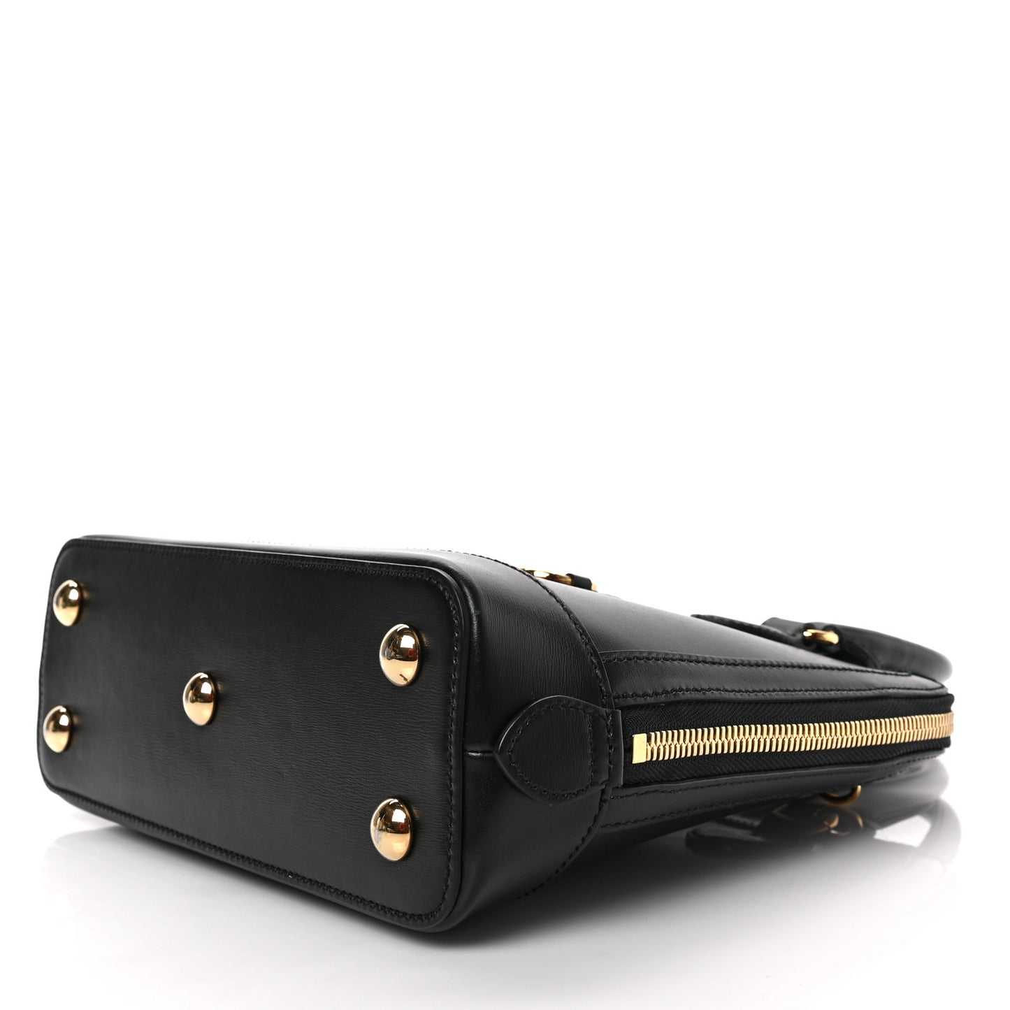 Boarded Plutone Calfskin Small Horsebit 1955 Top Handle Bag Black