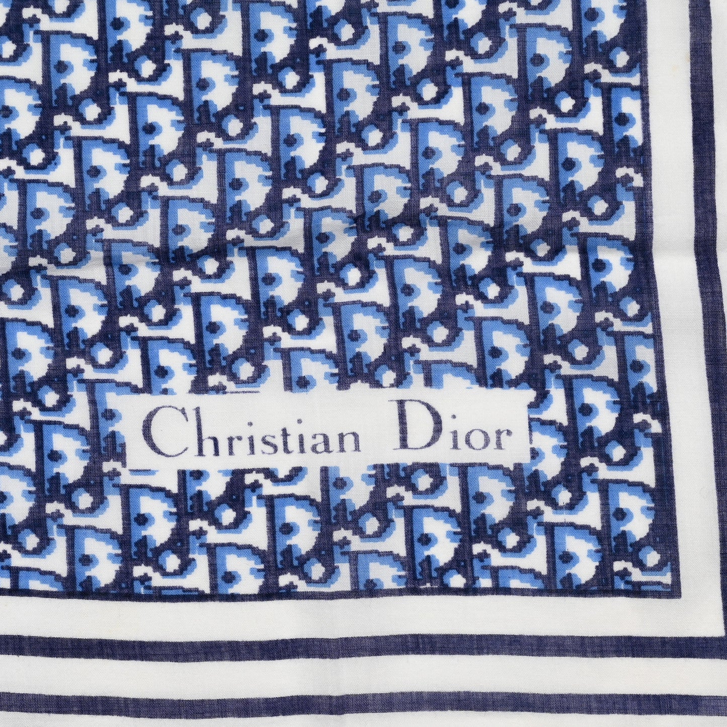 Cotton Oblique Scarf Blue