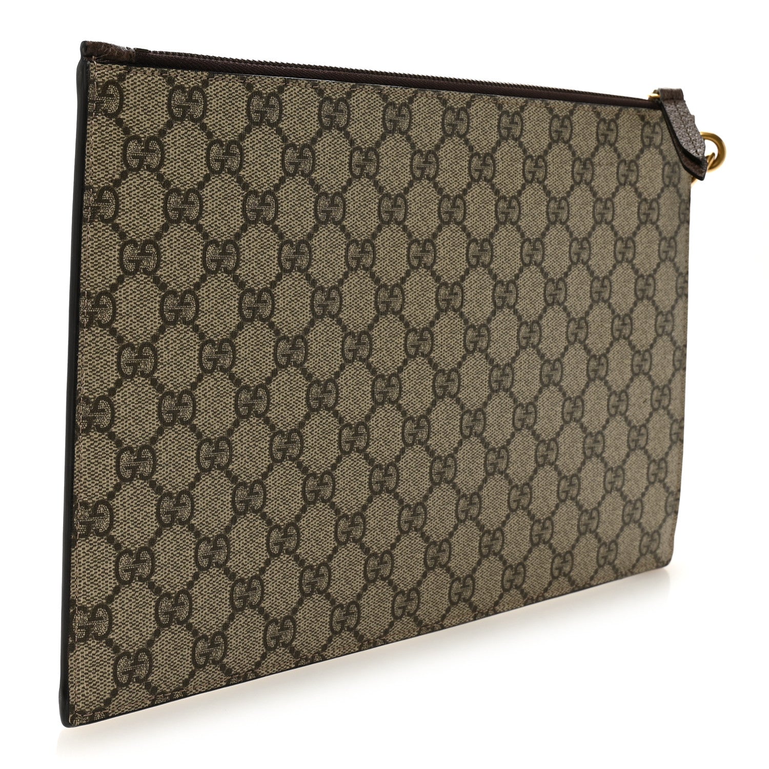 Gucci GG Supreme Monogram Neo Vintage Zip Wristlet Pouch Beige New Acero Crop 3 of 7