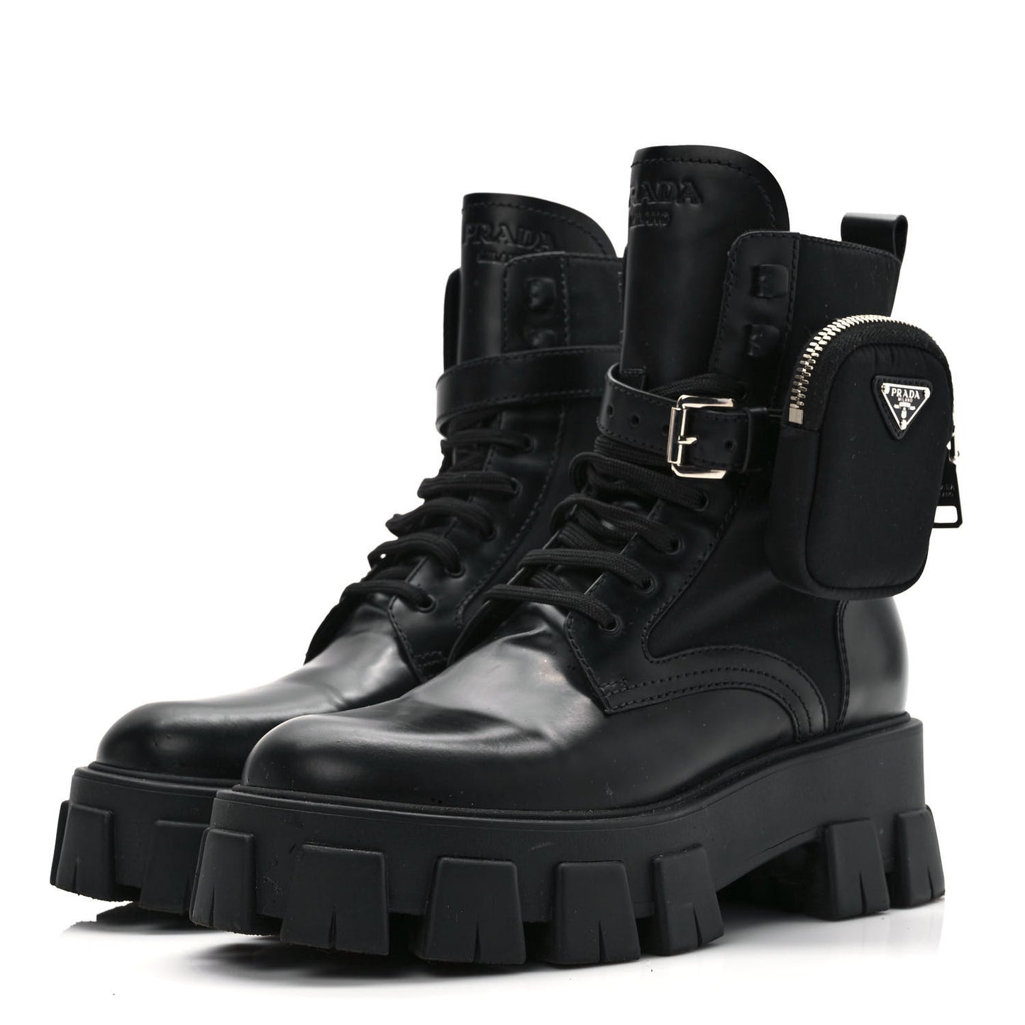 Spazzolato Rois Nylon Metal Triangle Logo Monolith Pouch Pocket 55mm Boots 39.5 Black
