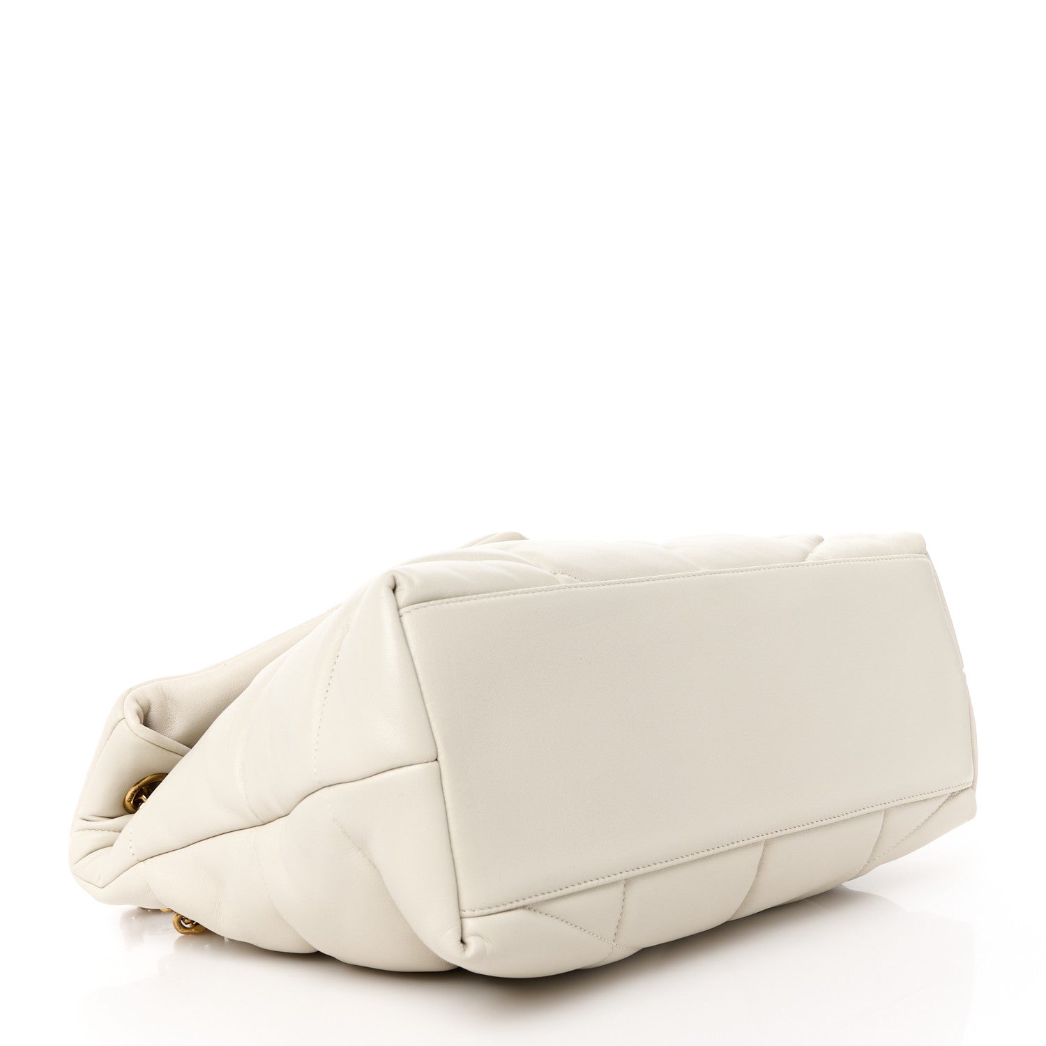 Saint Laurent Lambskin Quilted Medium Loulou Puffer Monogram Chain Satchel Crema Soft 4 of 12