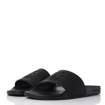 Gucci Rubber Womens Logo Slide Sandals 37 Black 3 of 8