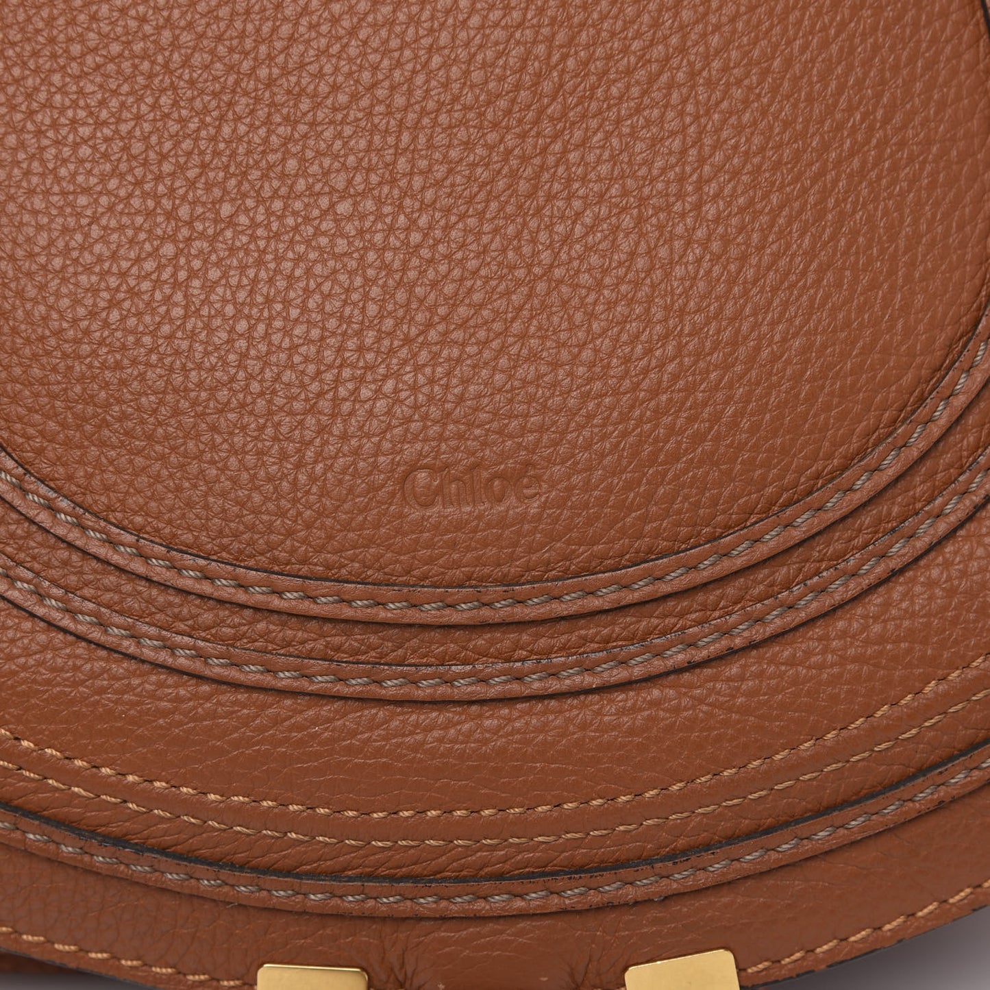 Grained Calfskin Medium Marcie Saddle Bag Tan