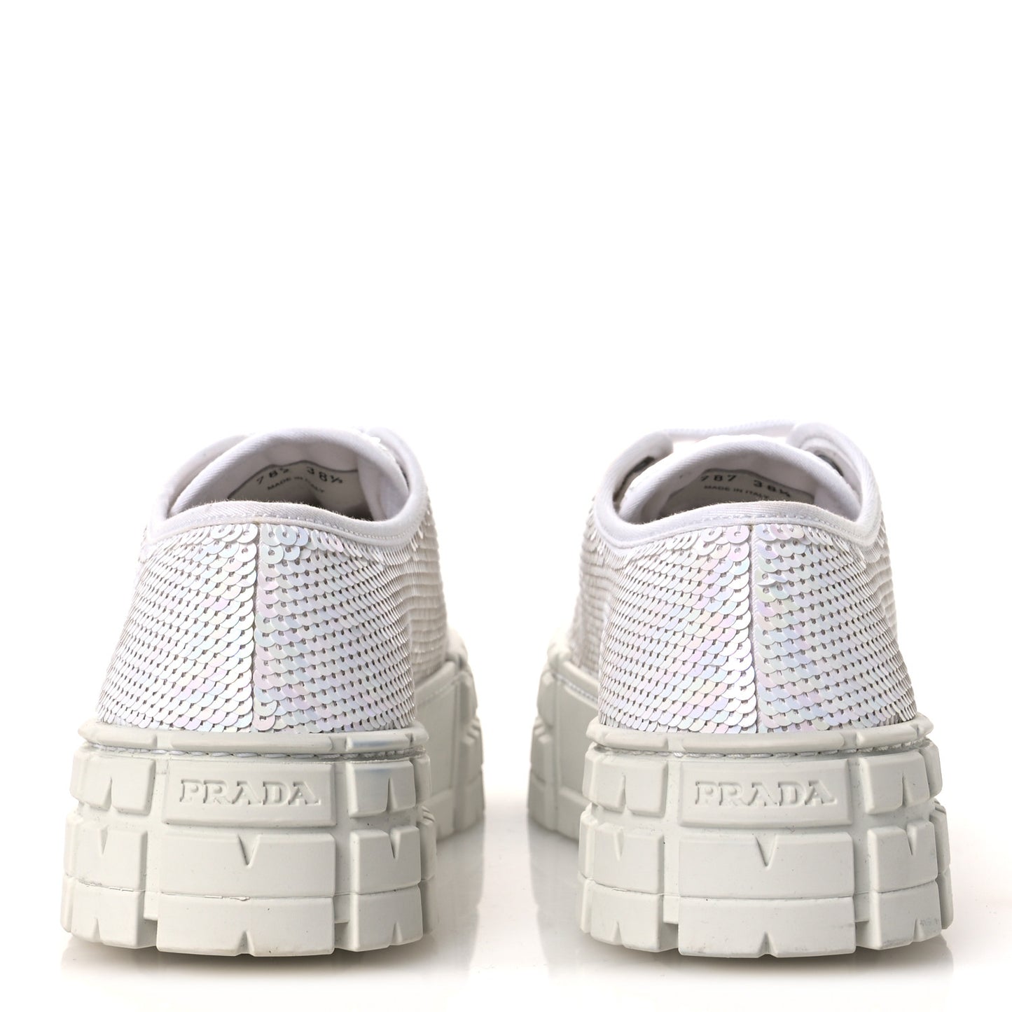 Paillettes Triangle Logo Double Wheel 50mm Sneakers 38.5 White