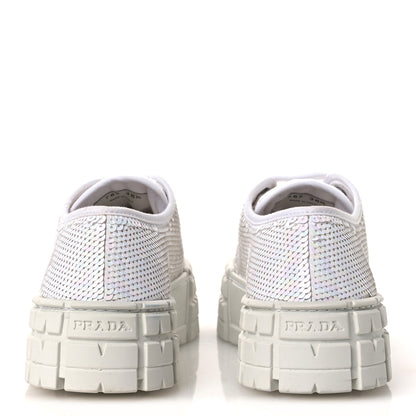 Prada Paillettes Triangle Logo Double Wheel 50mm Sneakers 38.5 White 6 of 10