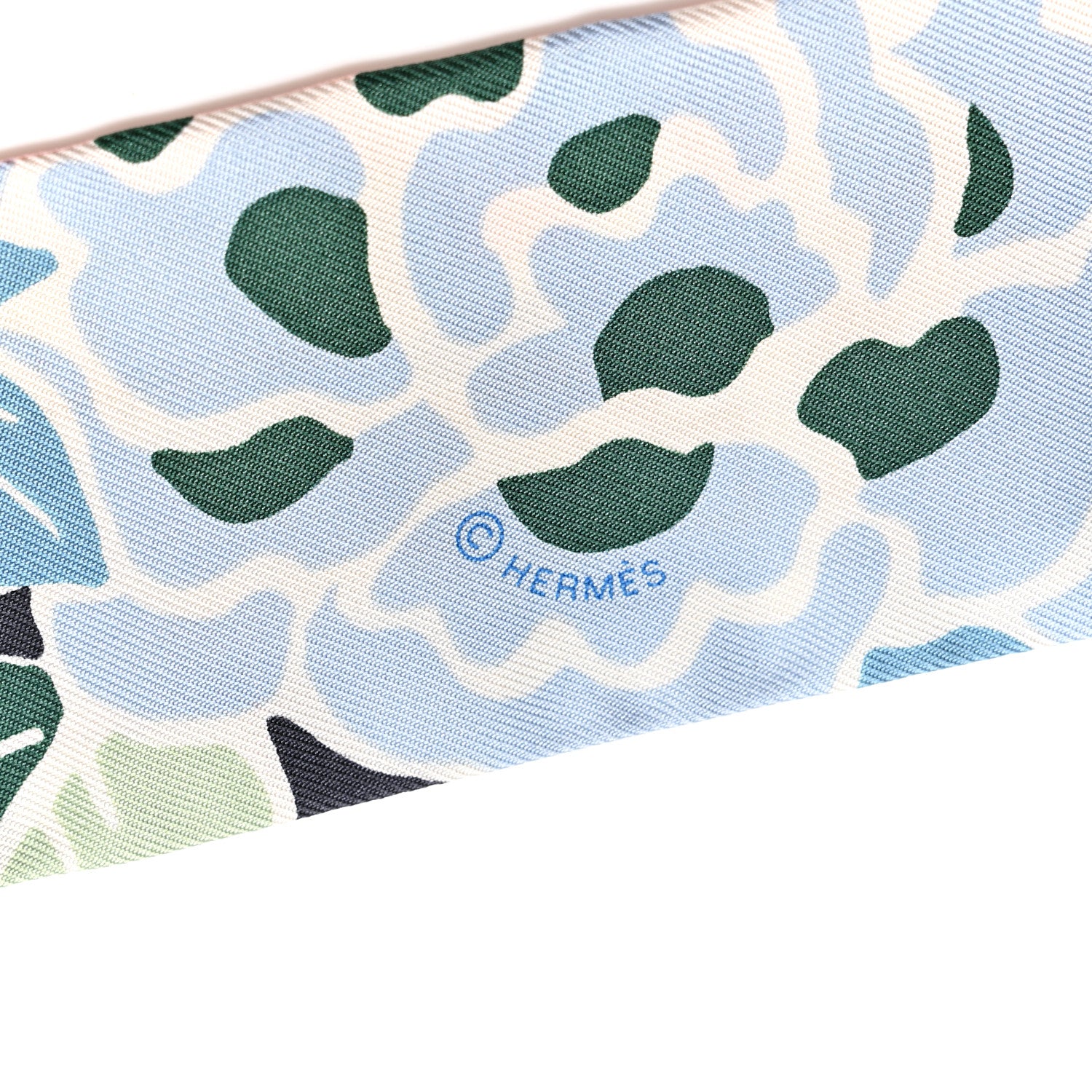 Hermes Silk Bingata Twilly Bleu Ciel Vert Rose 4 of 4