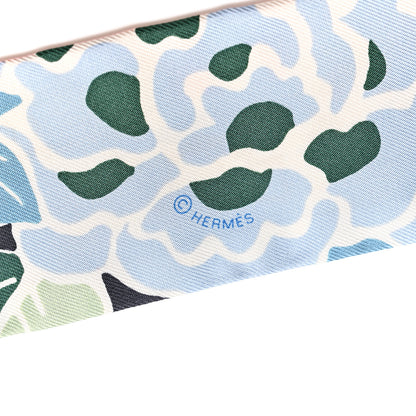 Hermes Silk Bingata Twilly Bleu Ciel Vert Rose 4 of 4