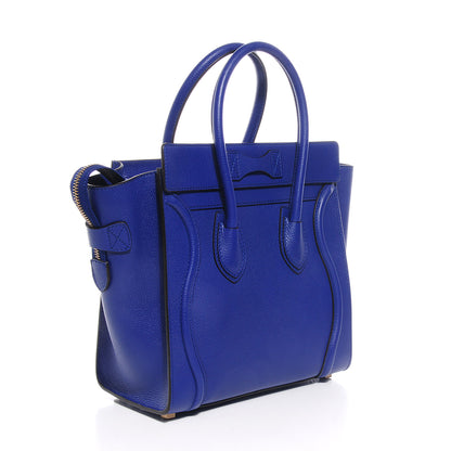 Celine Drummed Calfskin Micro Luggage Indigo 3 of 9