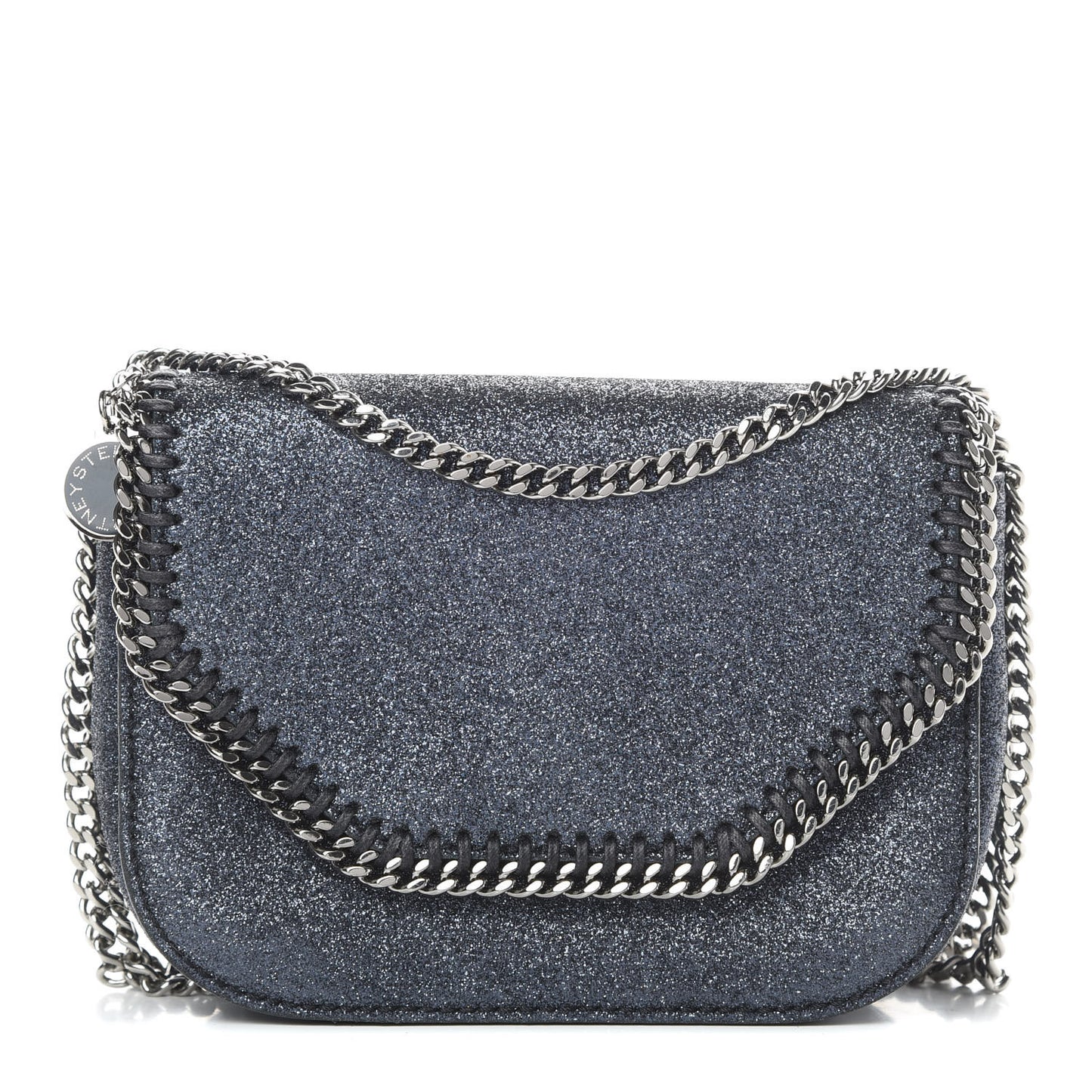 Metallic Glitter Mini Falabella Box Shoulder Bag Blue