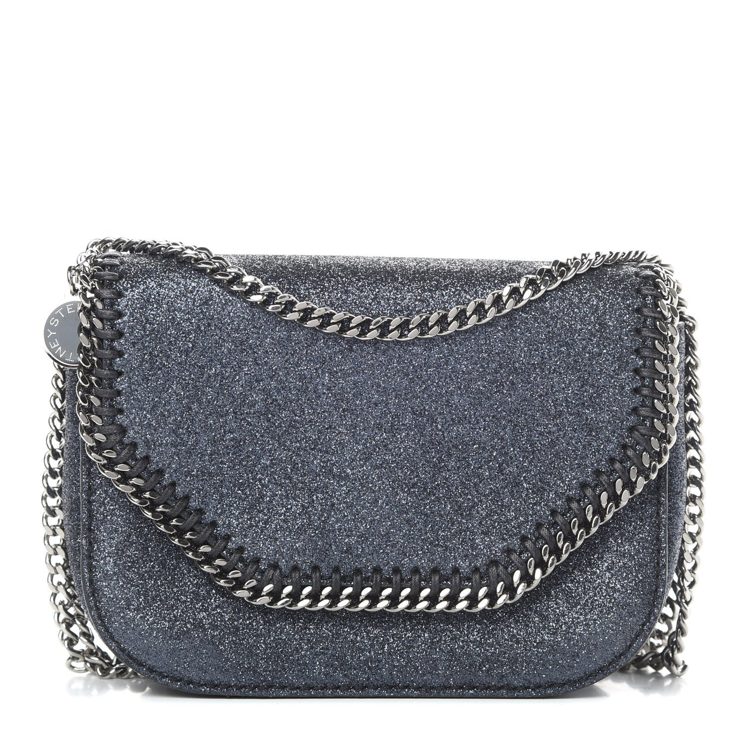 Stella McCartney Metallic Glitter Mini Falabella Box Shoulder Bag Blue 1 of 10