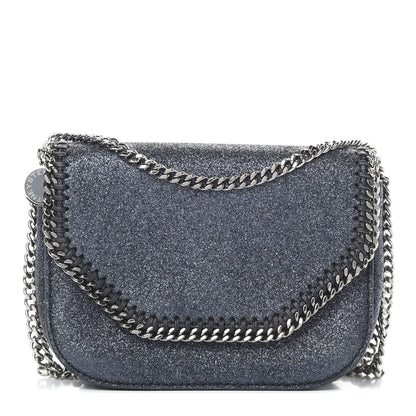 Stella McCartney Metallic Glitter Mini Falabella Box Shoulder Bag Blue 1 of 10