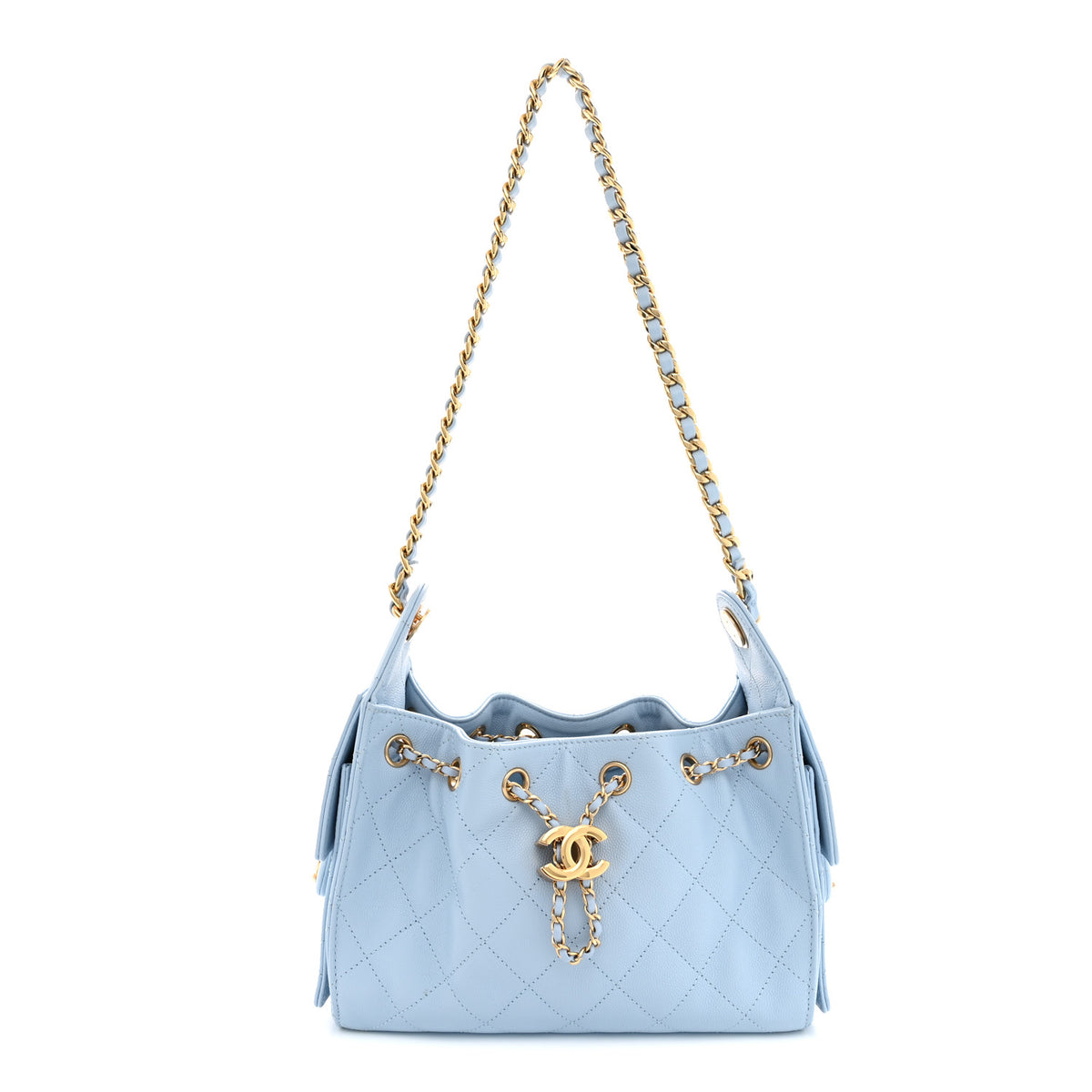 Caviar Quilted Mini Chanel 25 Handbag Light Blue
