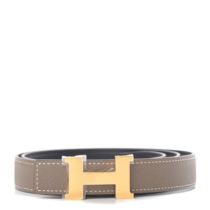 Hermes Swift Epsom 24mm Mini Constance H Belt 85 Black Etoupe 1 of 7