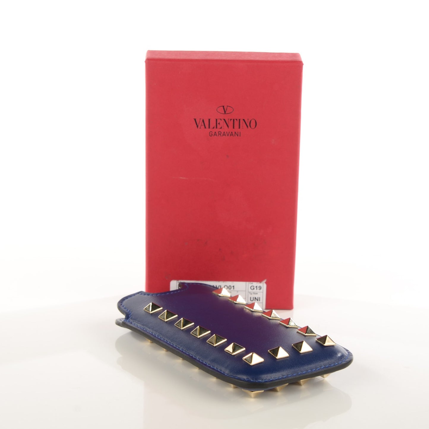 VALENTINO Vitello Rockstud Phone Case Blue