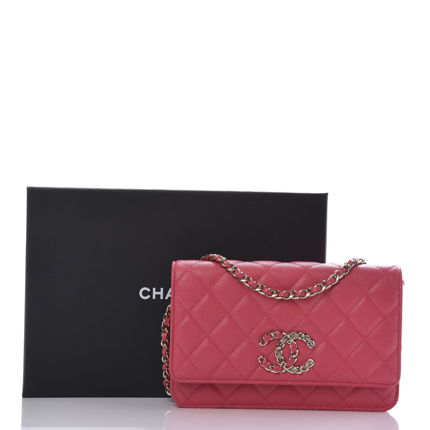Caviar Quilted French New Wave Chain CC Wallet On Chain WOC Pink