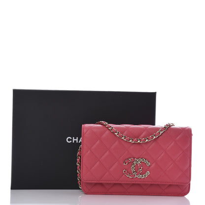 Chanel Caviar Quilted French New Wave Chain CC Wallet On Chain WOC Pink 12 of 12