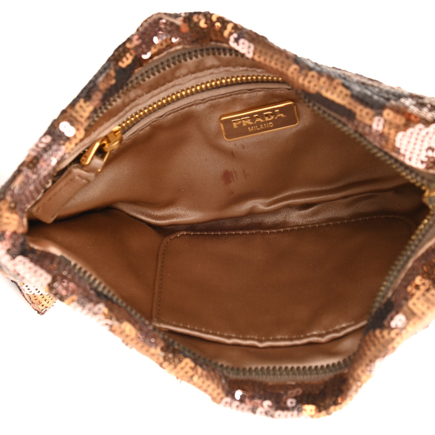 Prada Sequin Camouflage Pochette Clutch Bronze Multicolor 5 of 7