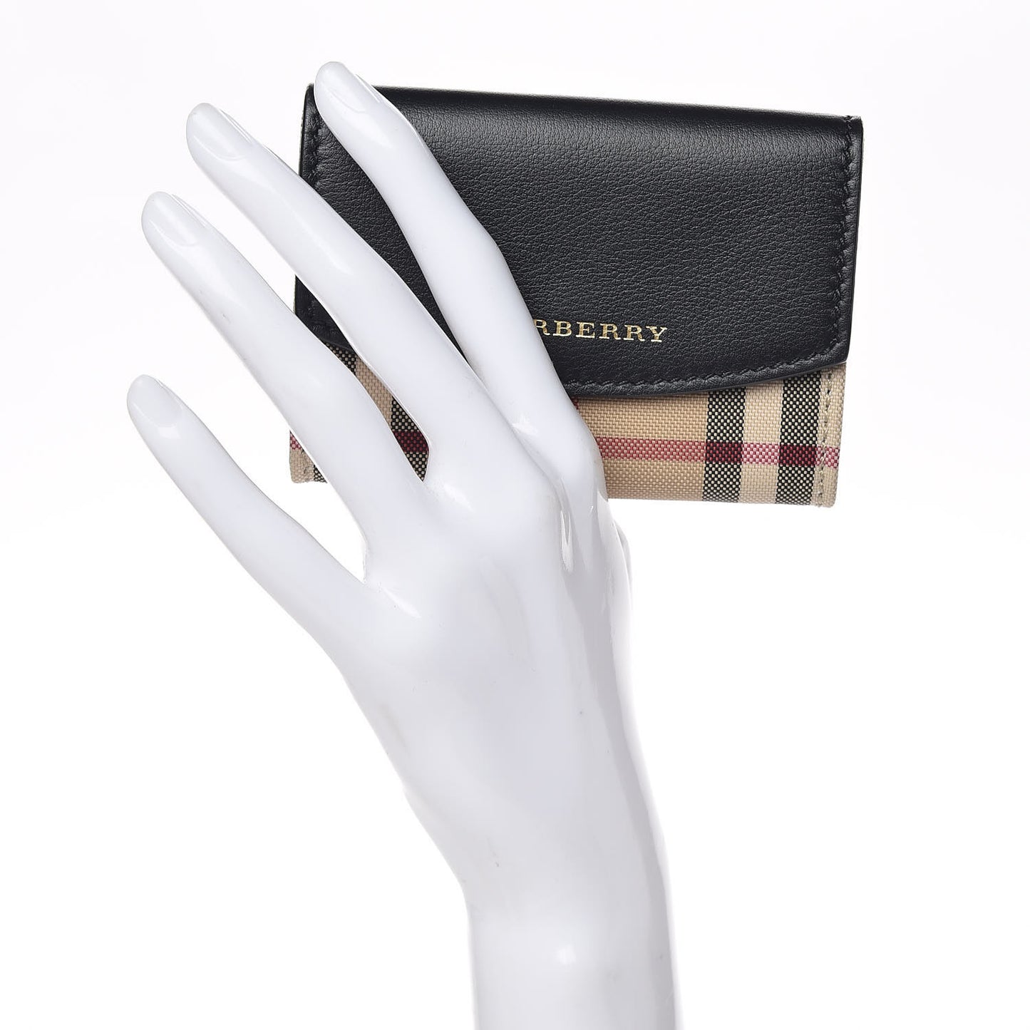 Calfskin House Check Chesam Card Case Black