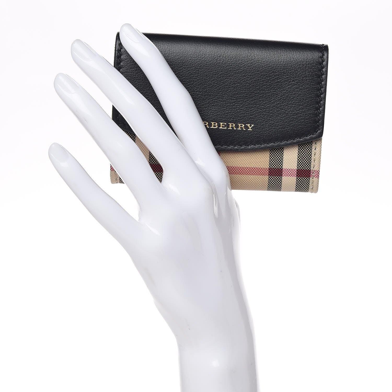 Burberry Calfskin House Check Chesam Card Case Black 2 of 7