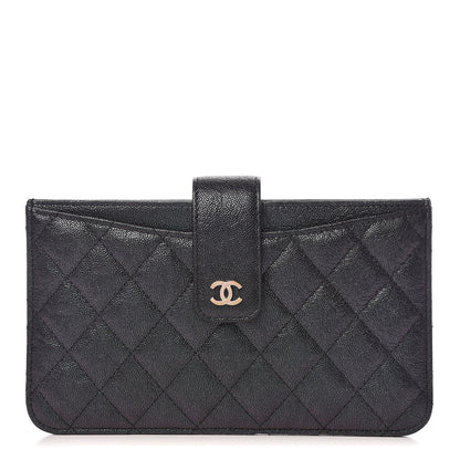 Chanel Iridescent Caviar Quilted Classic Strap Pouch Black 1 of 16