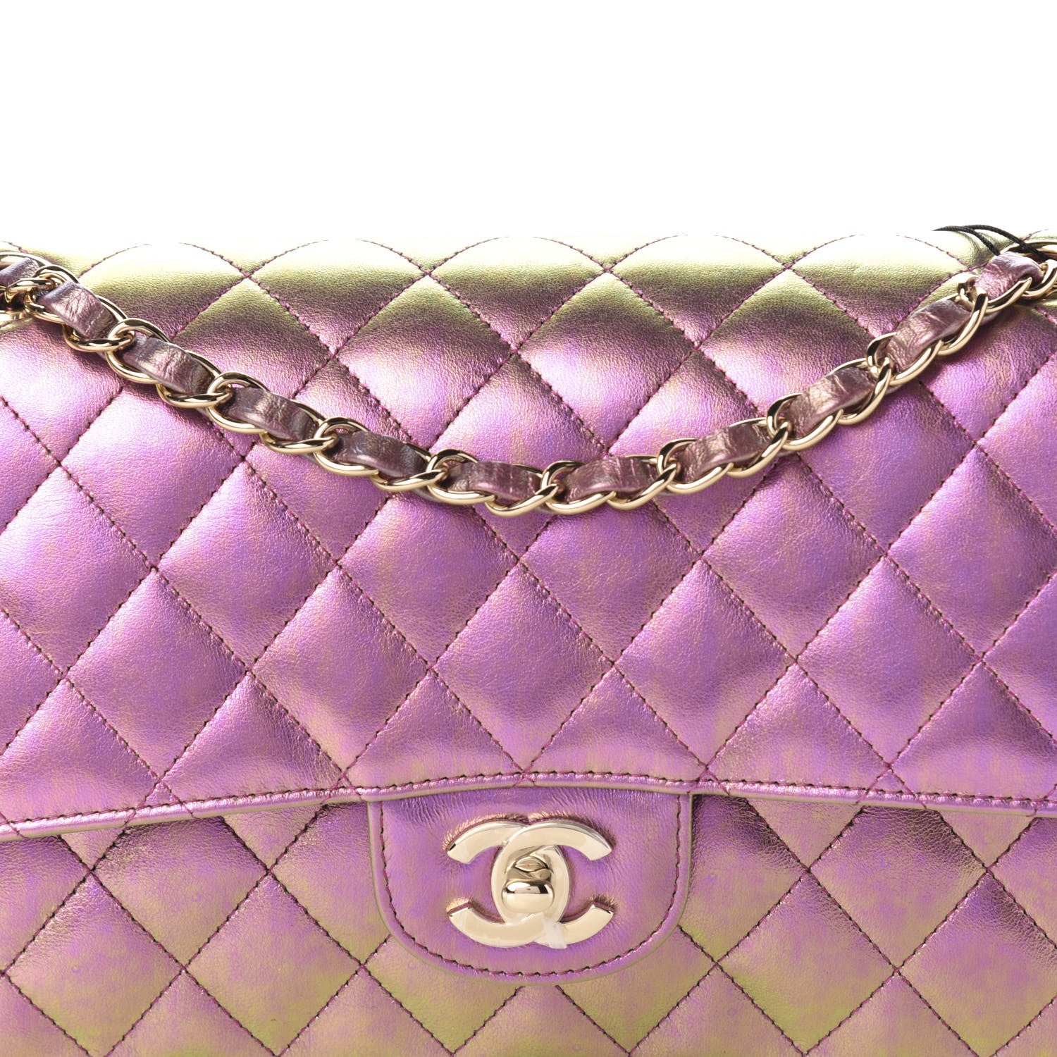Chanel Iridescent Lambskin Quilted Medium Double Flap Purple 10 of 10