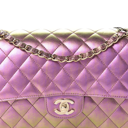 Chanel Iridescent Lambskin Quilted Medium Double Flap Purple 10 of 10