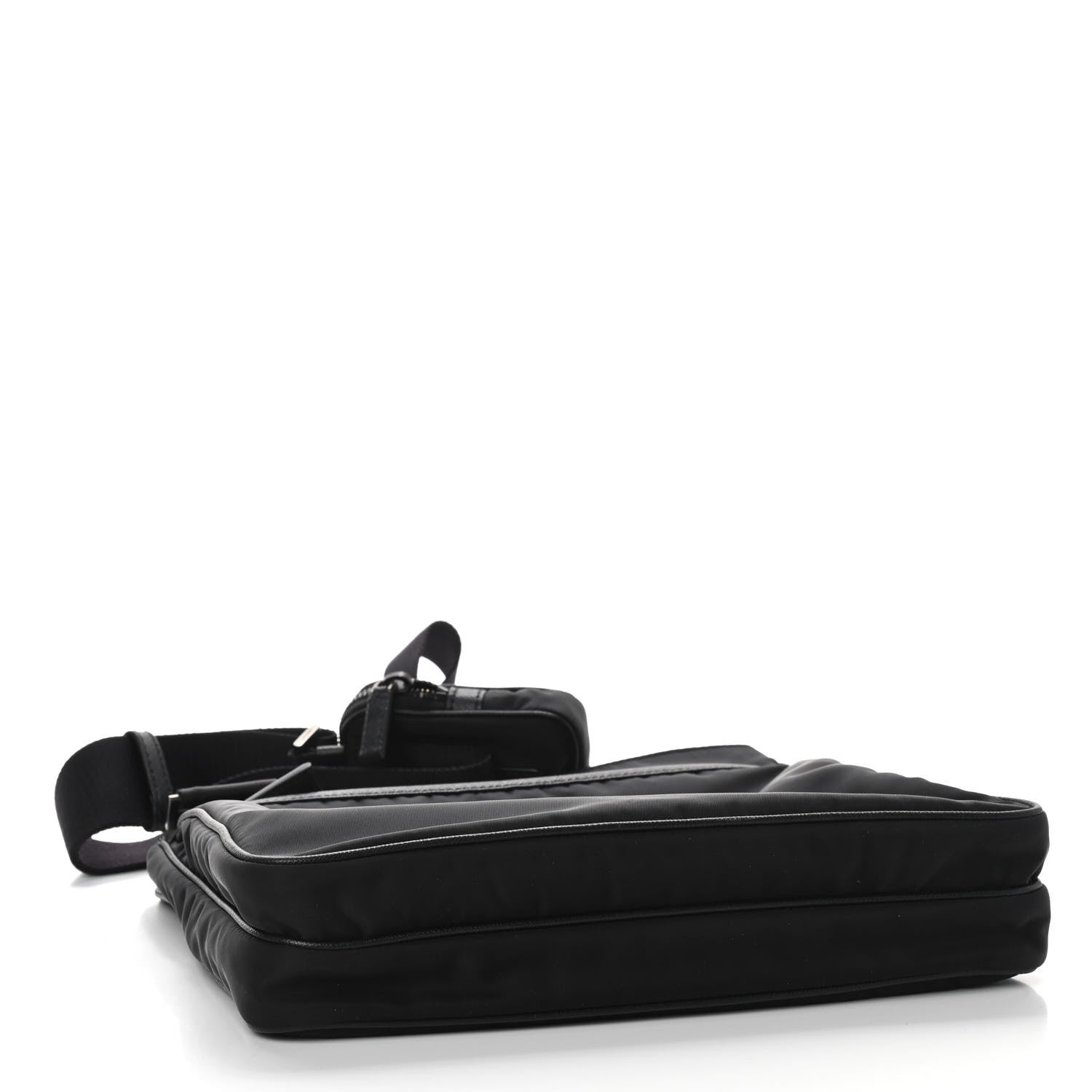 Prada Re-Nylon Saffiano Pocket Flat Messenger Bag Black 3 of 8