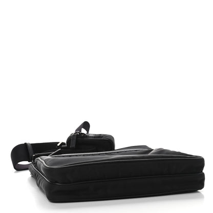 Prada Re-Nylon Saffiano Pocket Flat Messenger Bag Black 3 of 8
