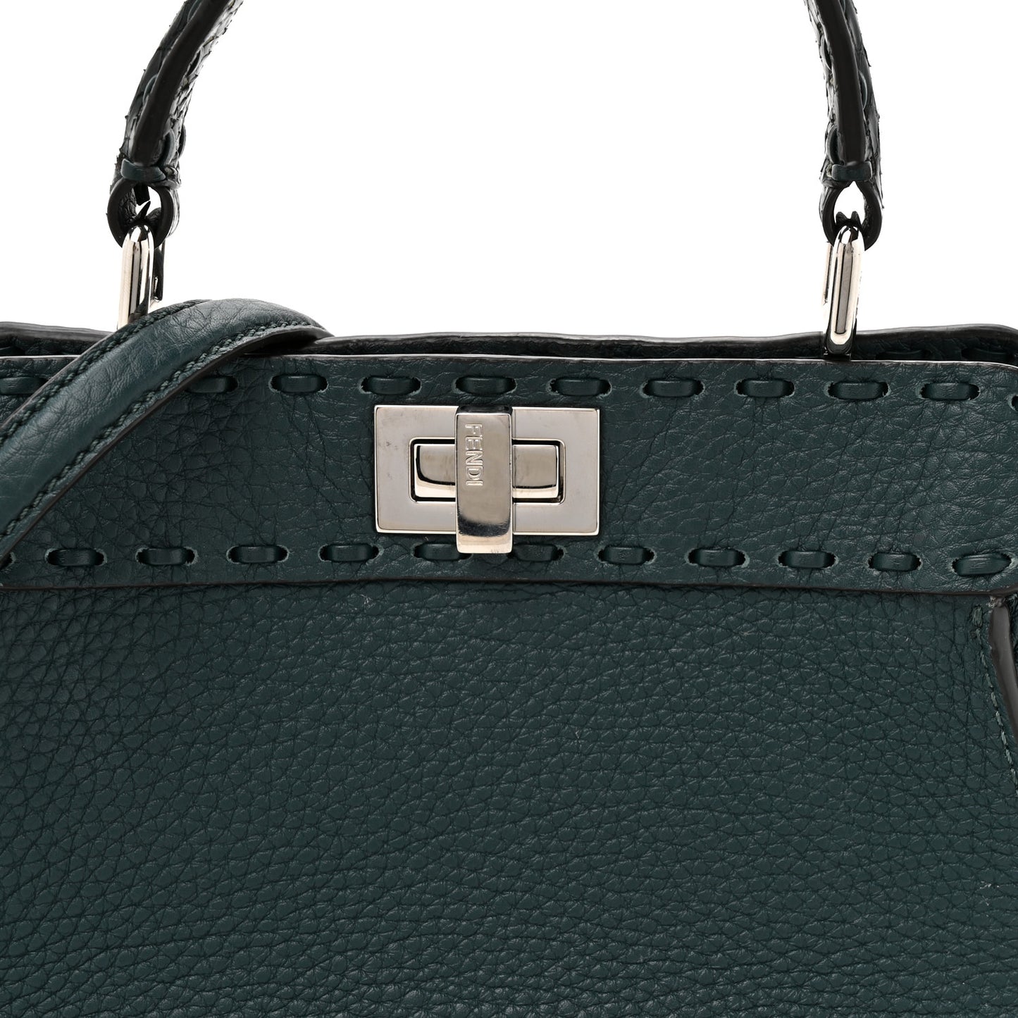 Cuoio Roma Sellerissima Nappa Sintetica Tape Stitch Snakeskin Mini Peekaboo Iconic Satchel Green