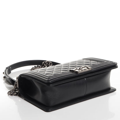 Chanel Metallic Calfskin Quilted Medium Boy Flap Black 4 of 9