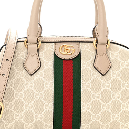 Gucci GG Supreme Monogram Textured Dollar Calfskin Web Ophidia Mini Top Handle Bag Beige Mystic White Oatmeal 7 of 9