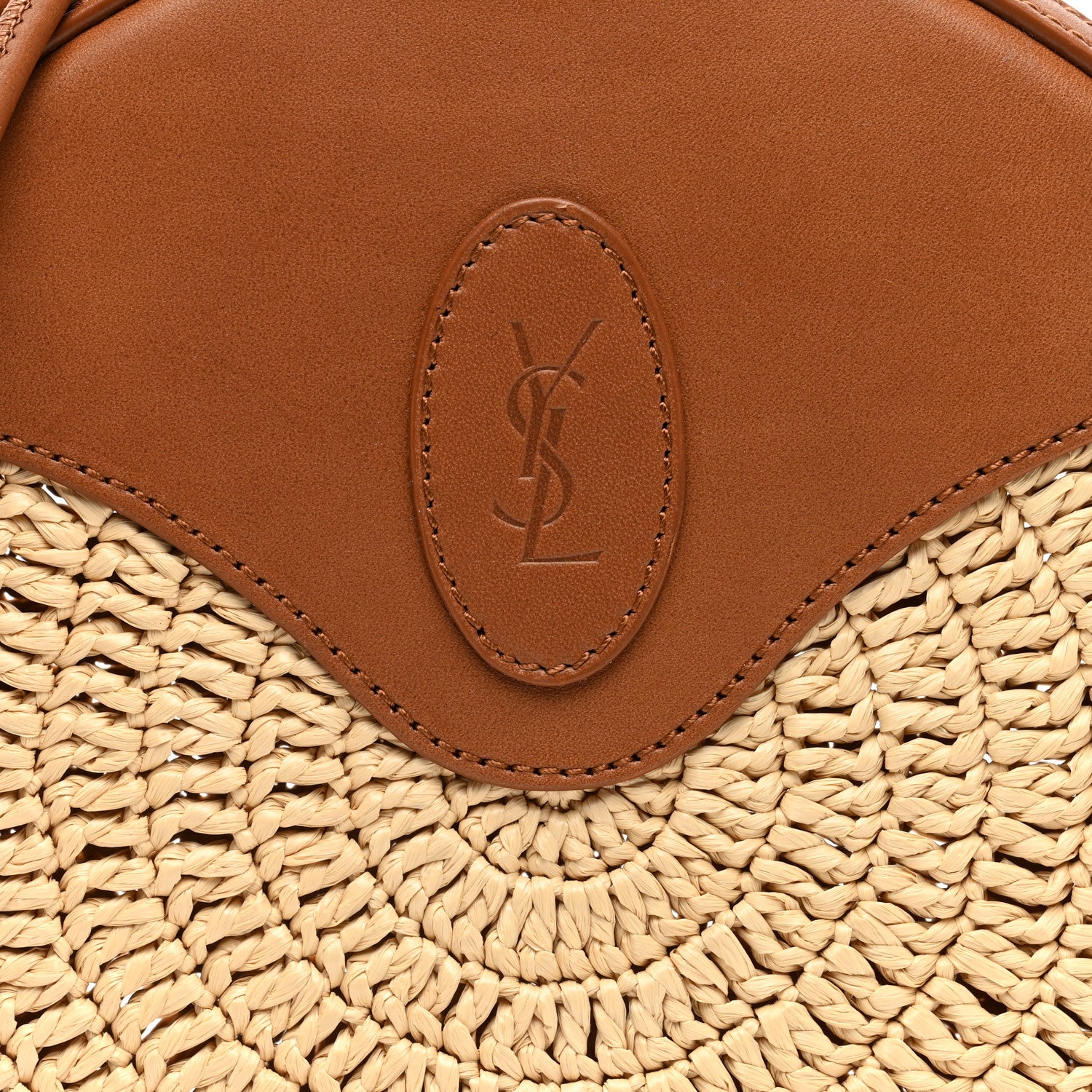 Saint Laurent Raffia Round Camera Bag Beige Naturel 7 of 9