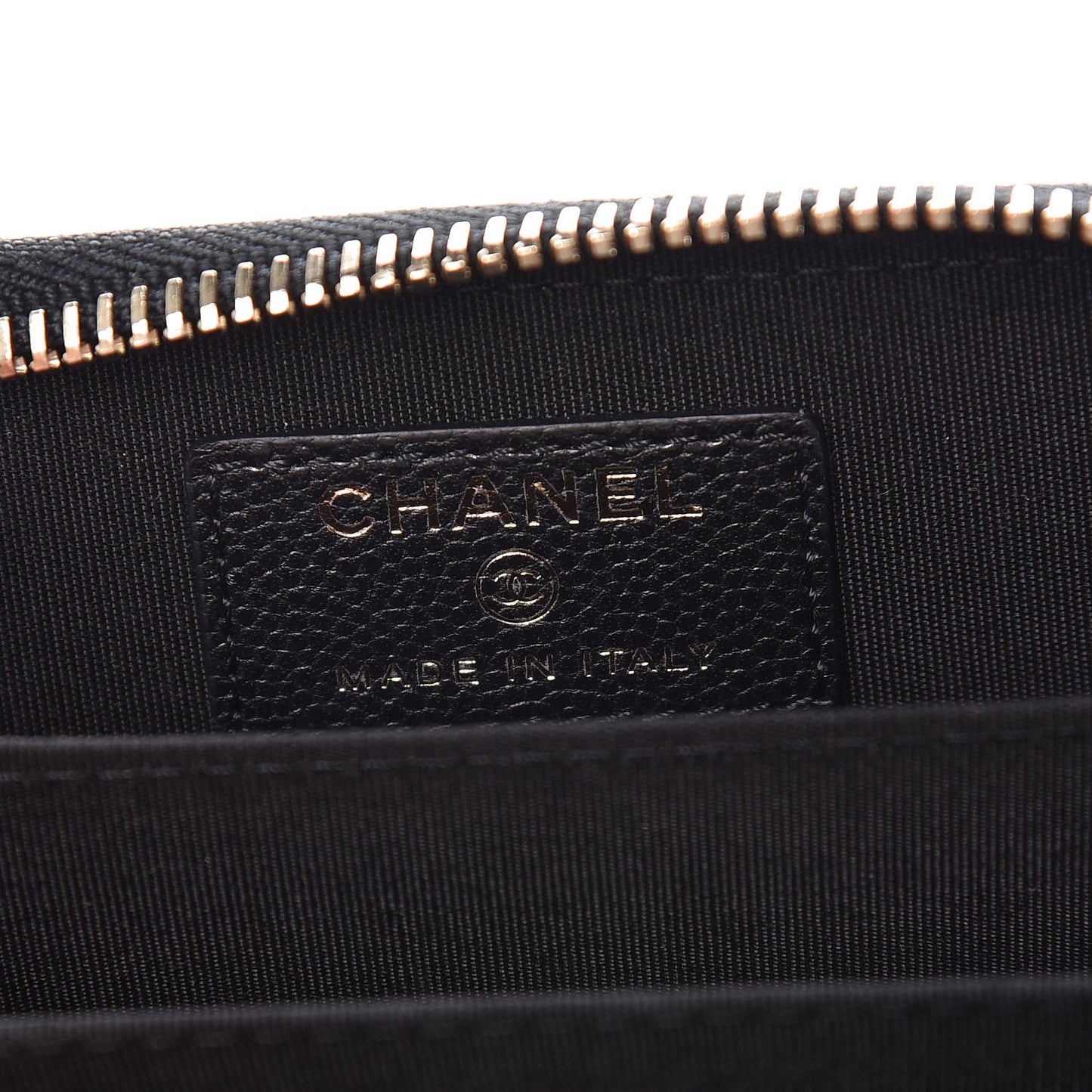 Caviar Camellia Embossed Zip Coin Purse Black
