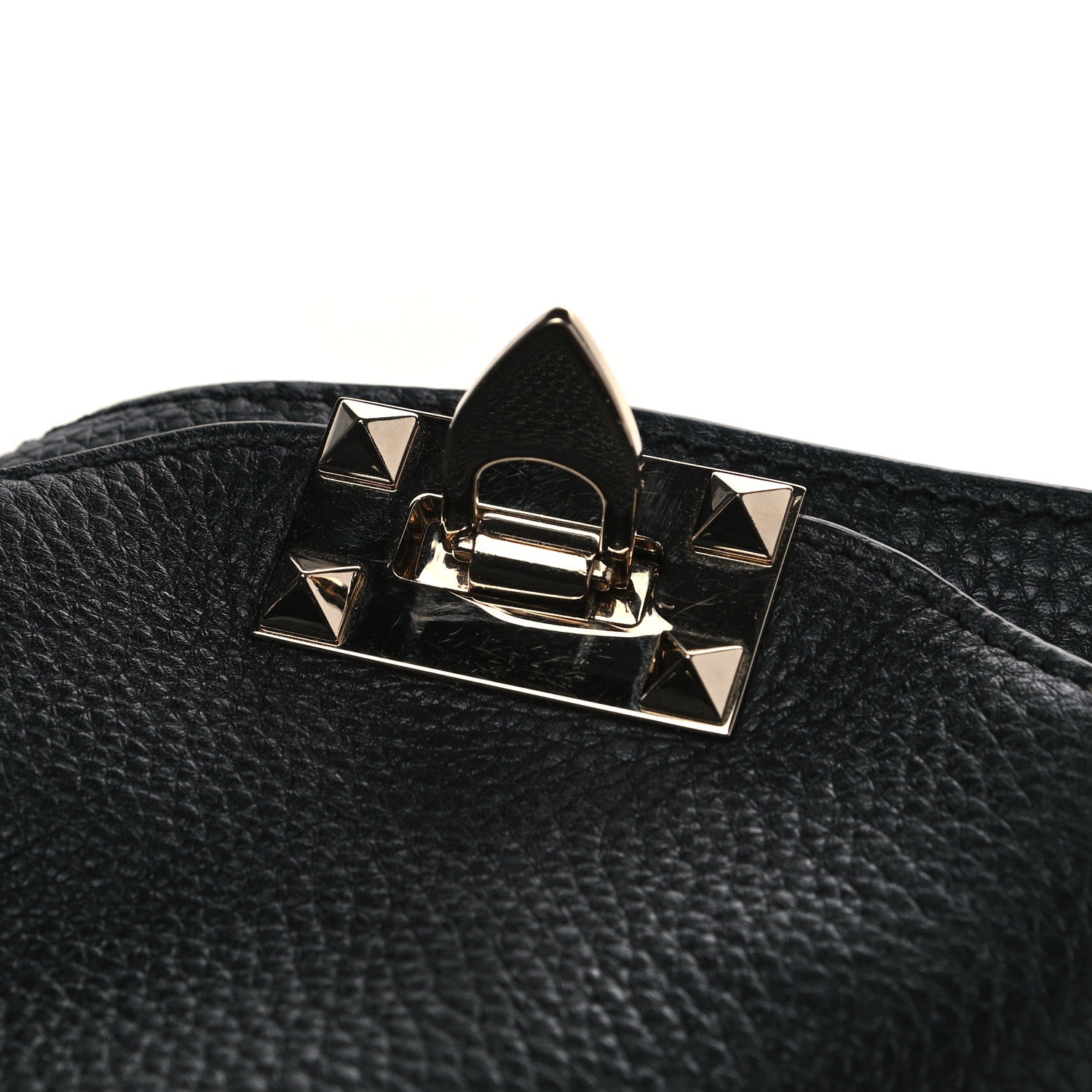 Valentino Garavani Pebbled Calfskin Medium Rockstud Tote Black 9 of 9
