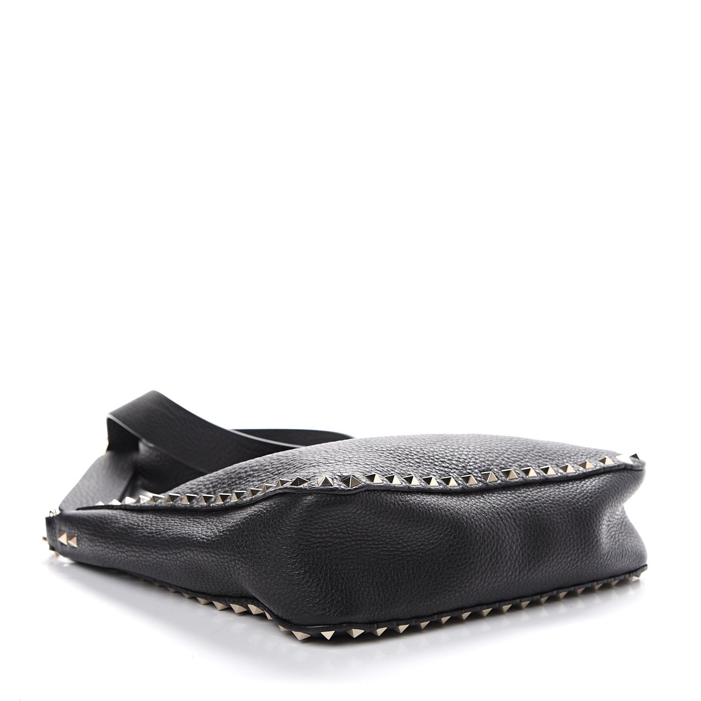 Pebbled Calfskin Small Rockstud Flip-Lock Messenger Bag Black
