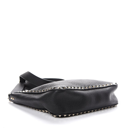 Valentino Garavani Pebbled Calfskin Small Rockstud Flip-Lock Messenger Bag Black 3 of 8