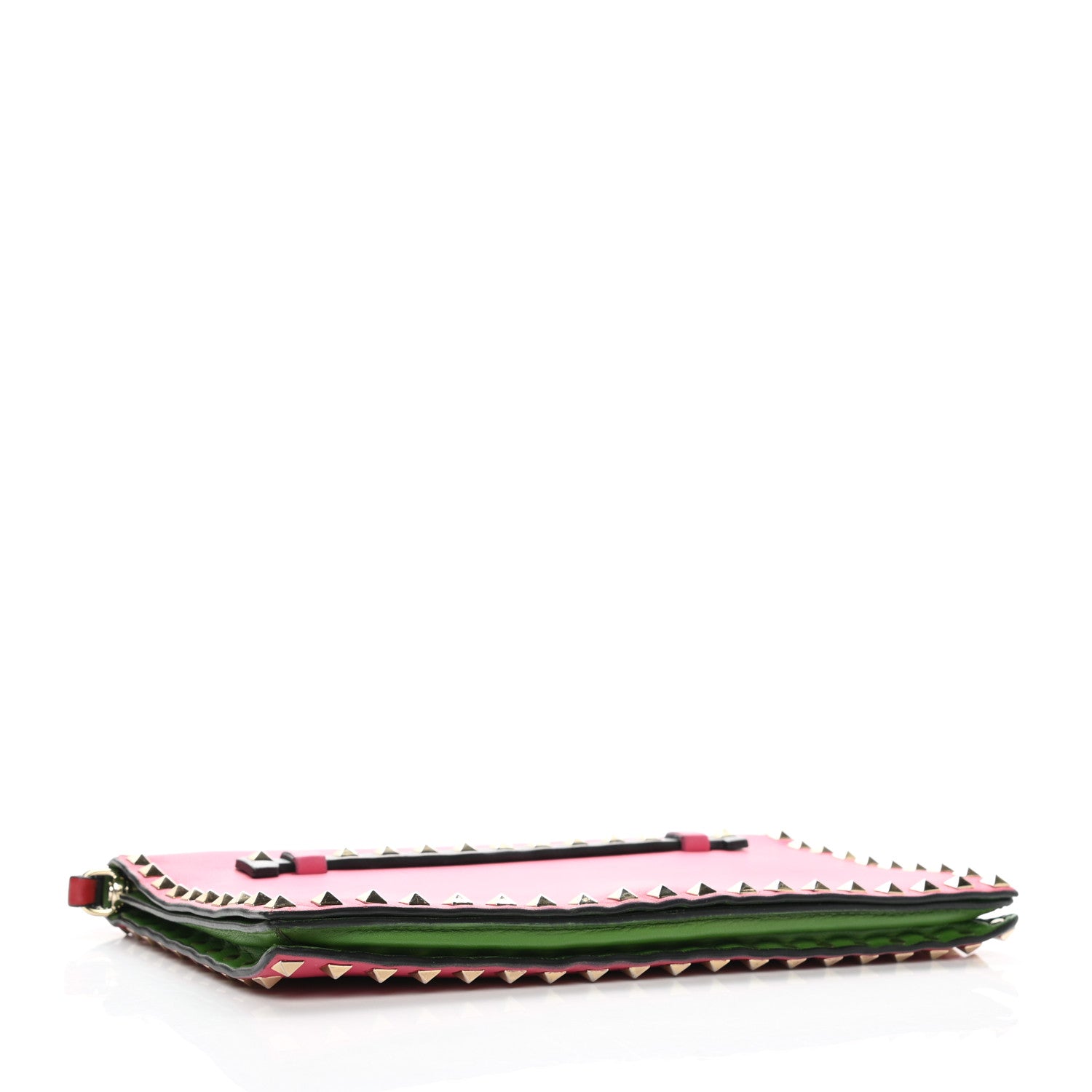 Valentino Garavani Nappa Rockstud Wristlet Clutch Deep Rose Green Grey Scarlet 4 of 13