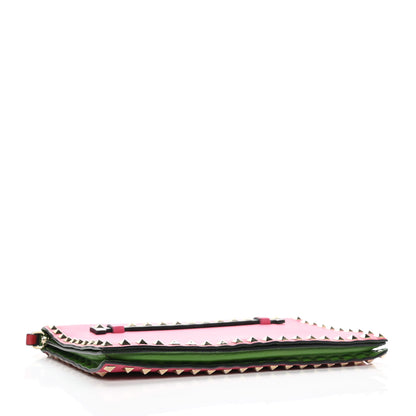 Valentino Garavani Nappa Rockstud Wristlet Clutch Deep Rose Green Grey Scarlet 4 of 13
