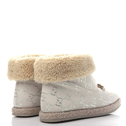 Gucci Canvas Wool Lame GG Monogram Womens Fria Horsebit Ankle Boots 36 Gardenia Silver Butterscotch 4 of 11