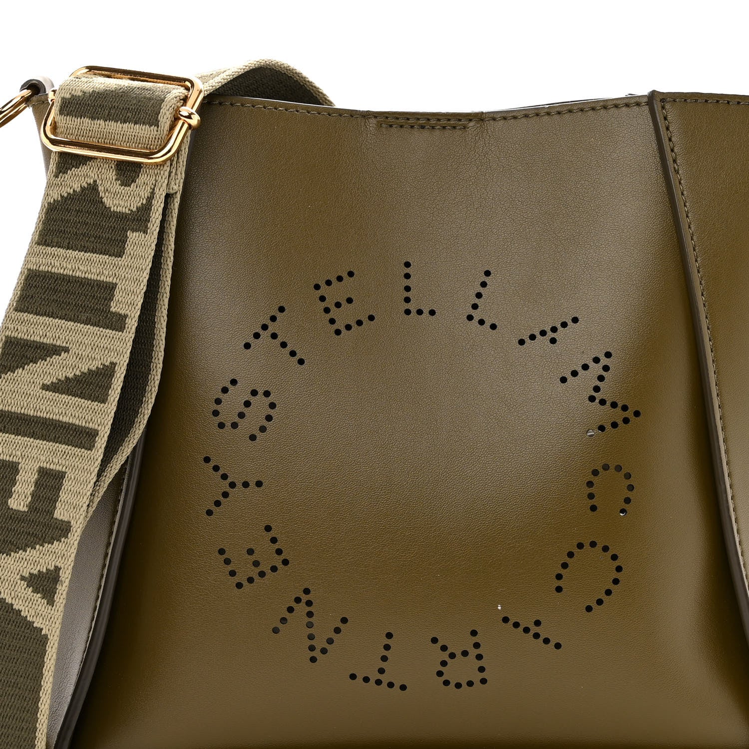 Stella McCartney Eco Alter Nappa Perforated Logo Mini Crossbody Military Green 7 of 9