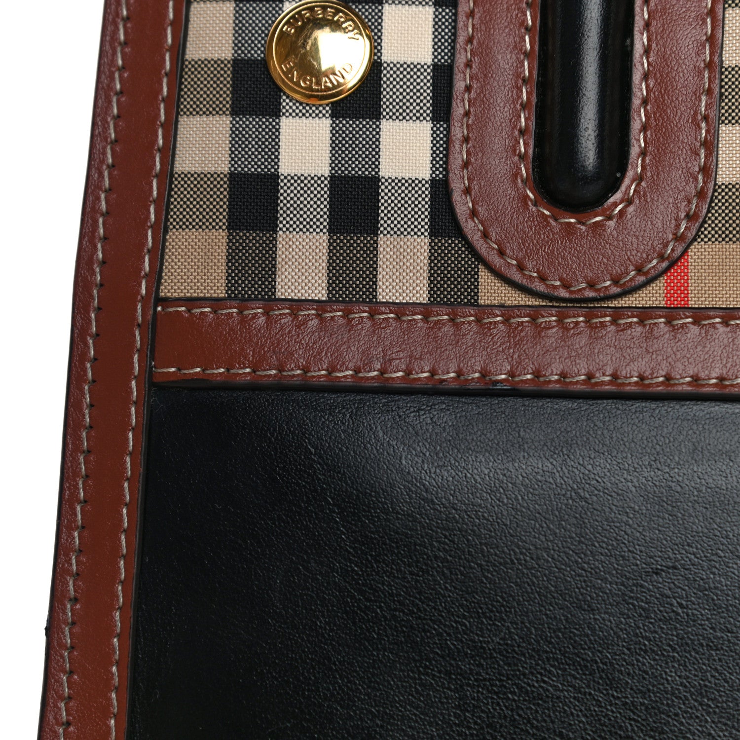 Burberry Calfskin Vintage Check Mini Two Handle Title Bag Black 23 of 24