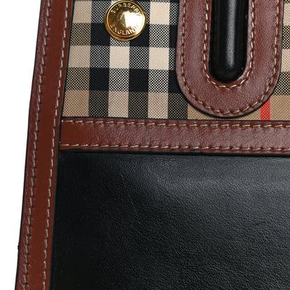 Burberry Calfskin Vintage Check Mini Two Handle Title Bag Black 23 of 24