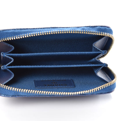 Chanel Metallic Caviar Quilted Zip Coin Purse Dark Blue 5 of 9